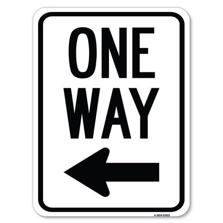 SIGNMISSION One Way Sign Left Arrow Heavy-Gauge Aluminum Rust Proof Parking Sign, 18" x 24", A-1824-23522 A-1824-23522